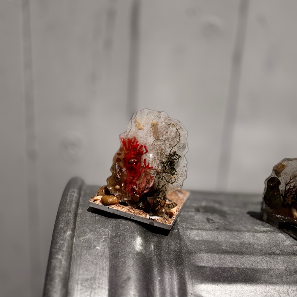 Unique Coral Resin Sculpture and Candleholder